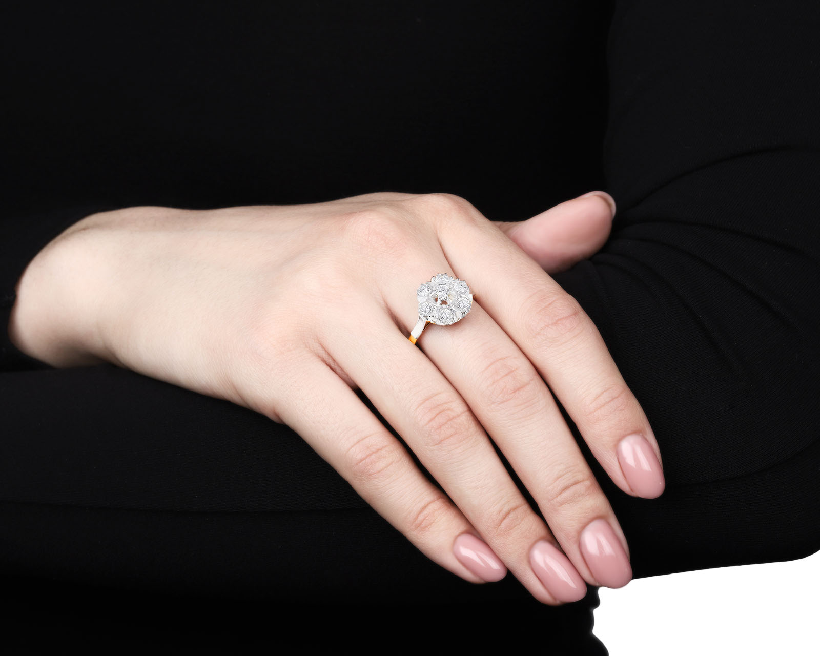 Женственное золотое кольцо с бриллиантами 1.01ct СССР