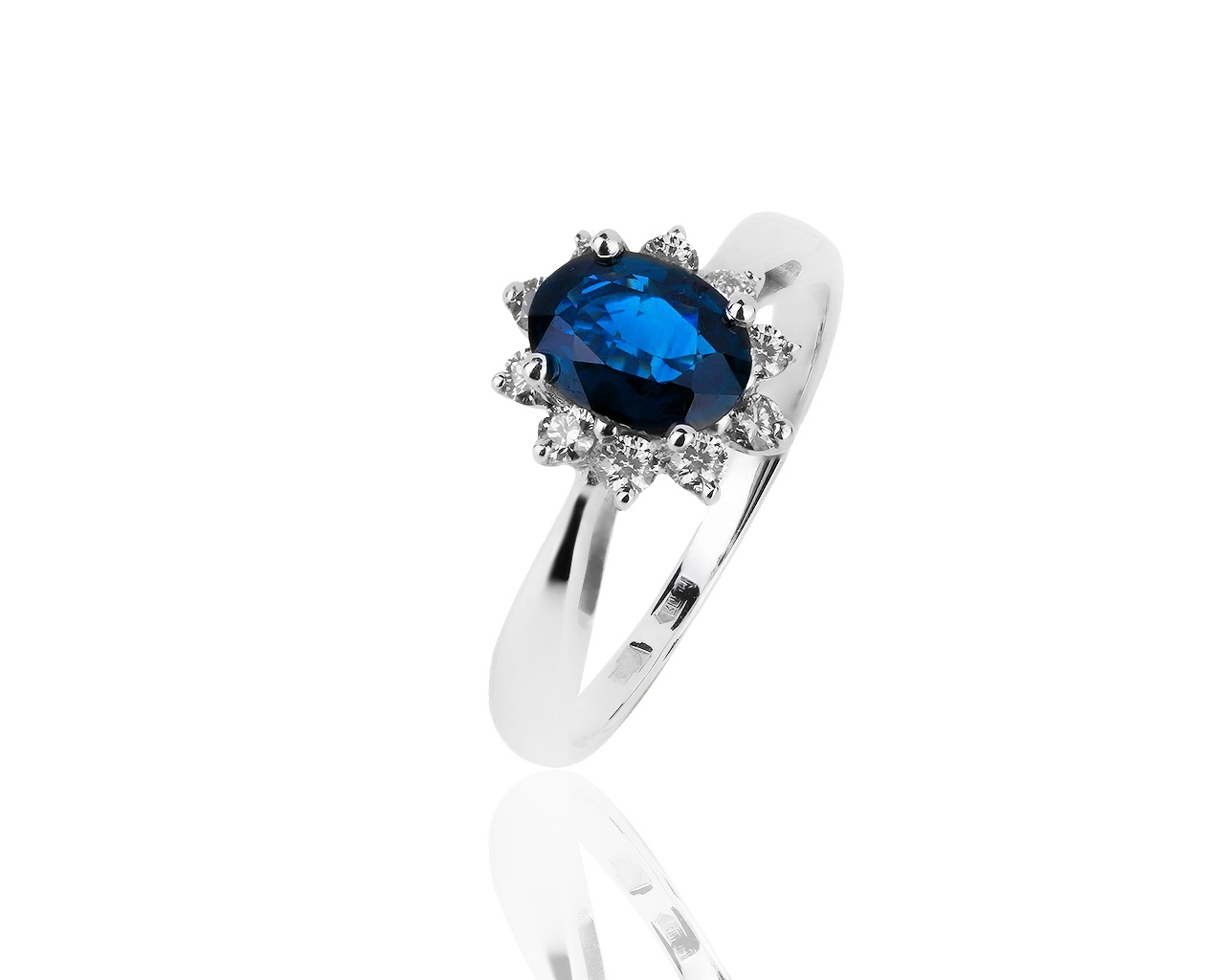 Красивое золотое кольцо с бриллиантами 0.30ct и сапфиром 0.86ct 190619/6