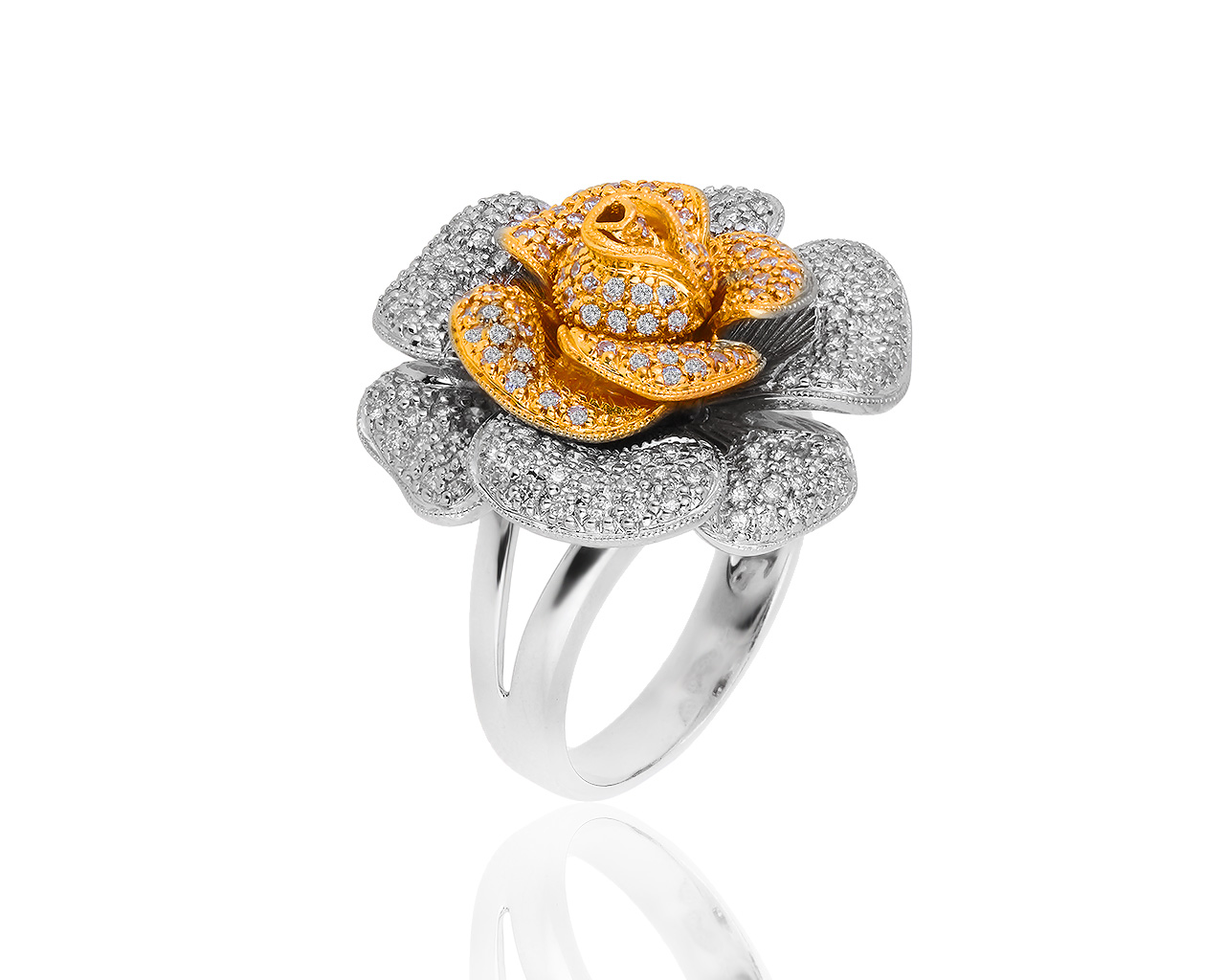 Изысканное золотое кольцо с бриллиантами 1.22ct