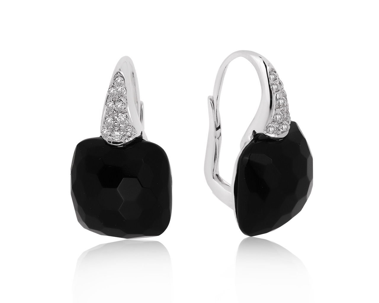 Итальянские золотые серьги с ониксом 10.96ct