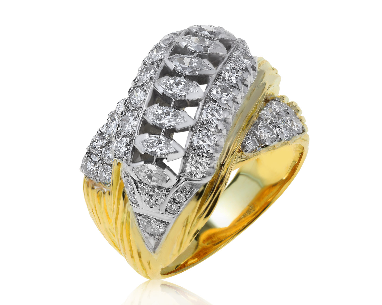 Солидное золотое кольцо с бриллиантами 1.87ct