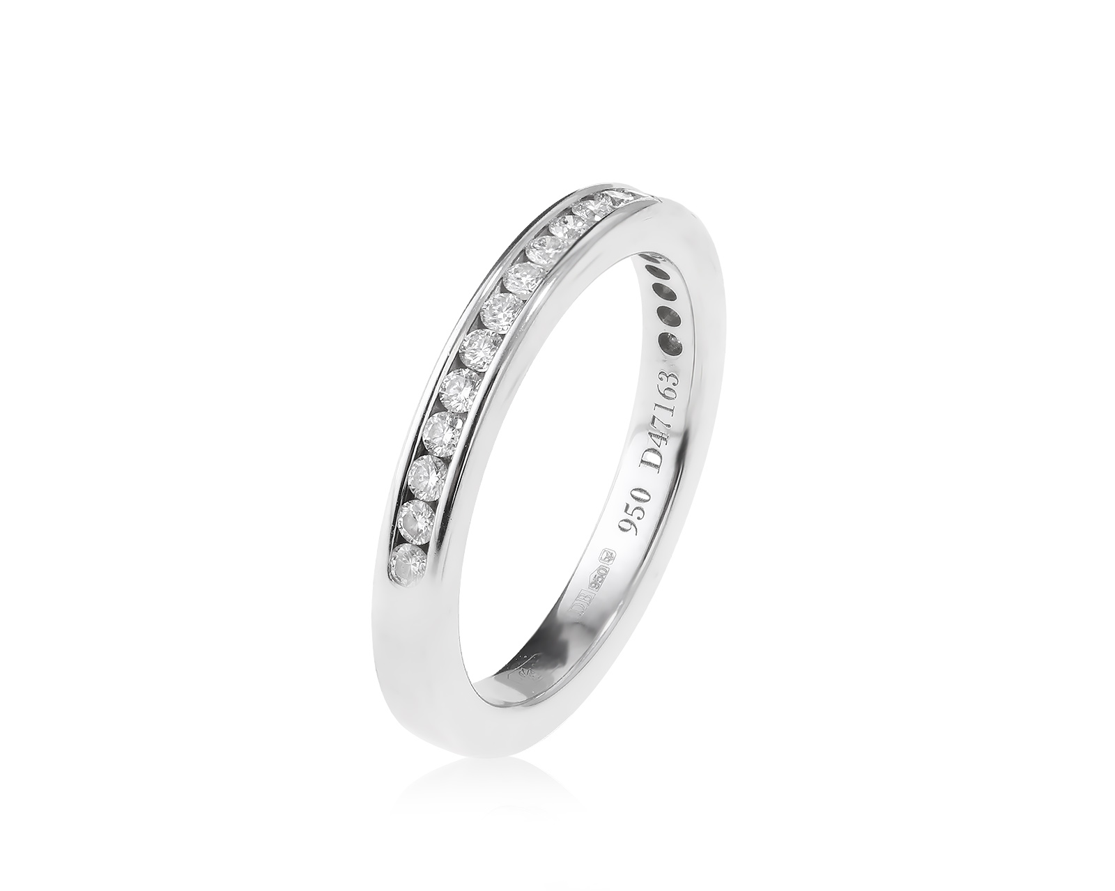 Оригинальное платиновое кольцо с бриллиантами 0.26ct De Beers Channel-Set Half Eterniti 180124/6