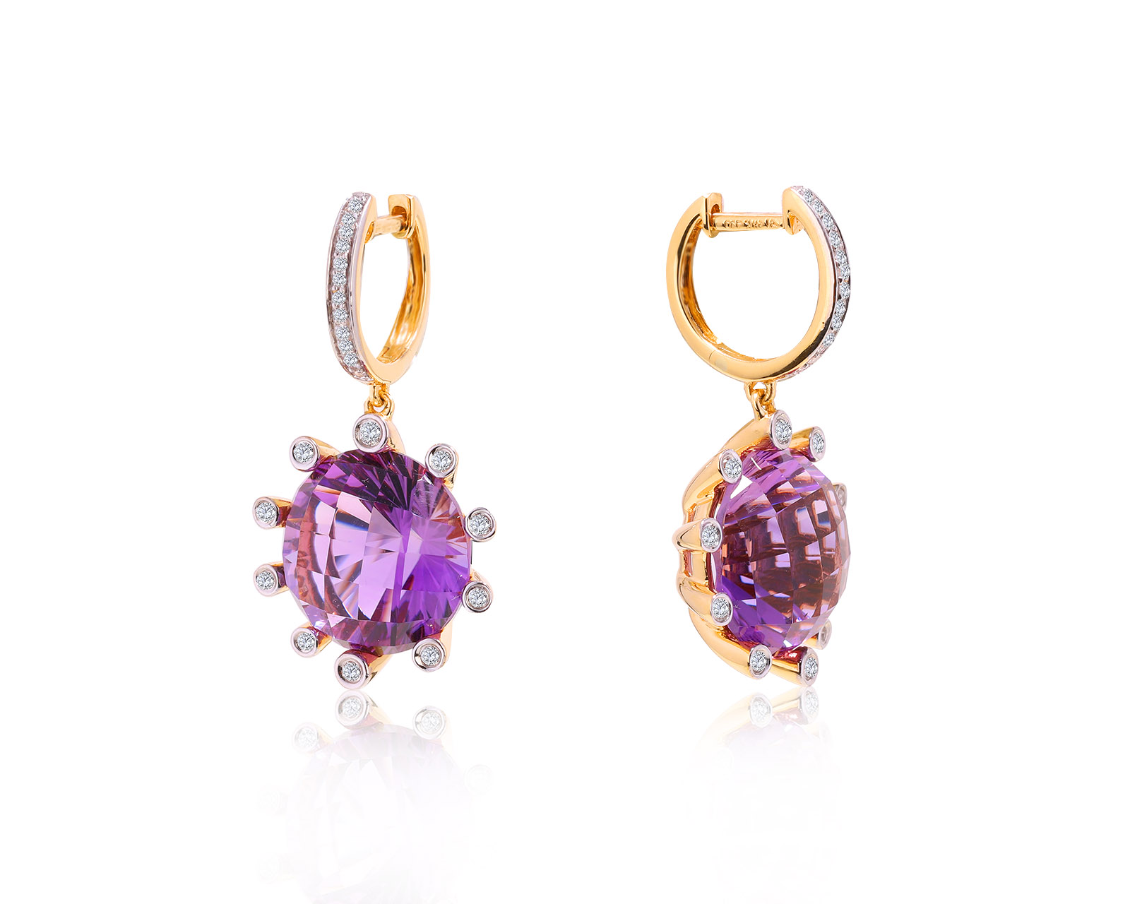Великолепные золотые серьги с аметистами 14.45ct 230522/9