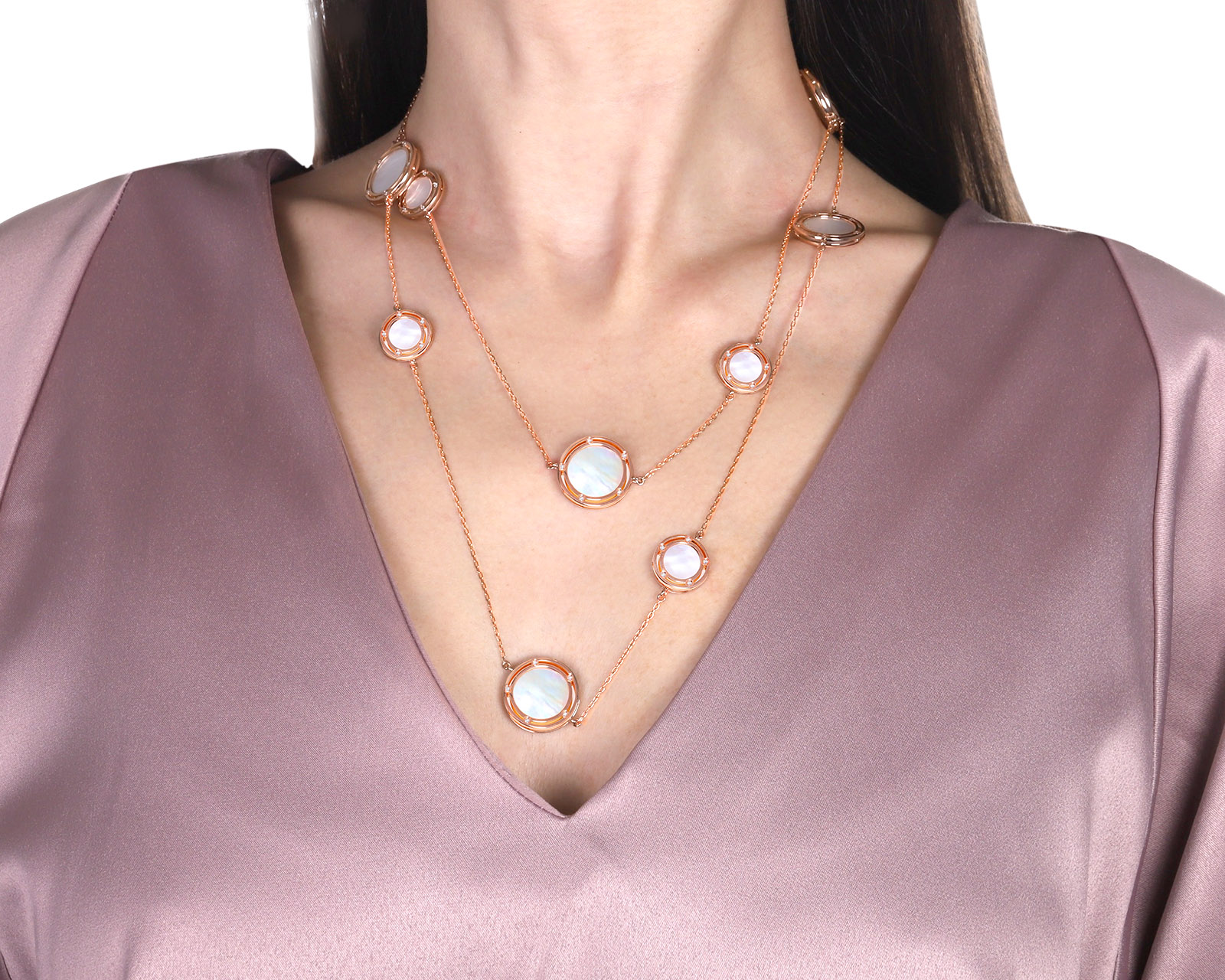 Оригинальное золотое колье с перламутром 26.00ct Damiani D.Side