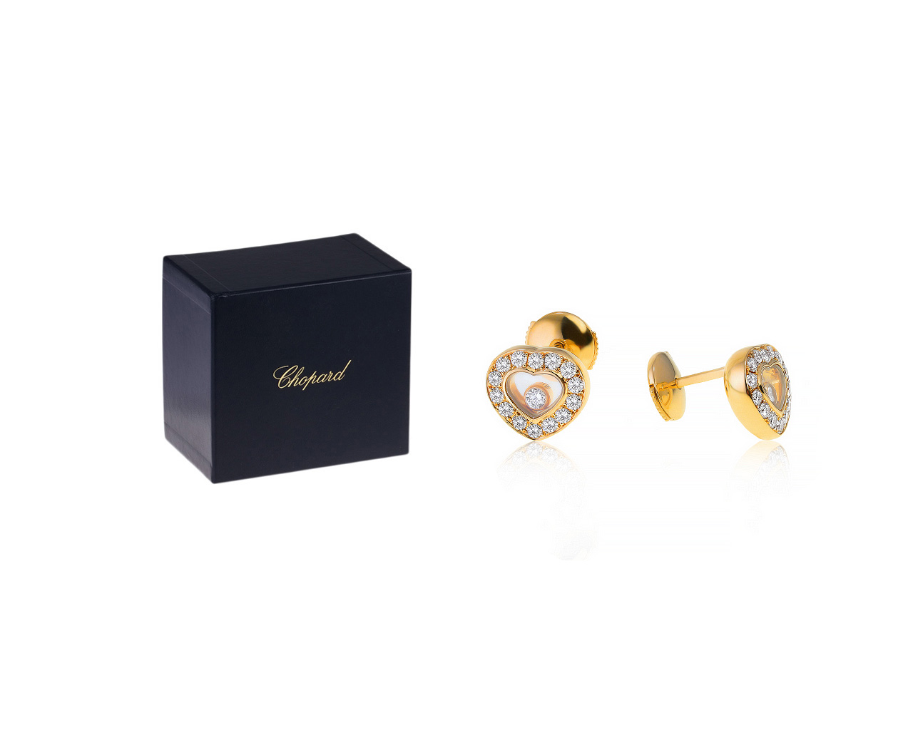 Оригинальные золотые серьги с бриллиантами 0.59ct Chopard Нappy Diamond