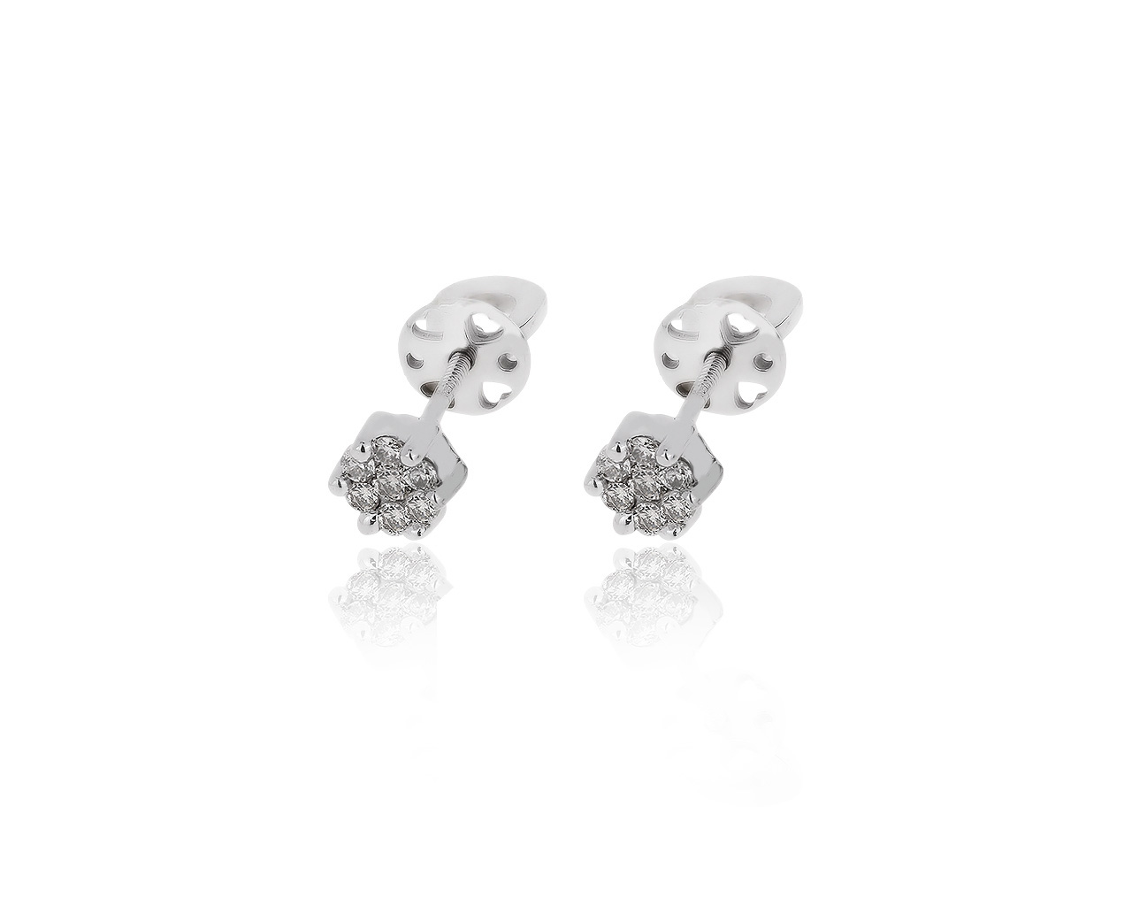 Богатые золотые серьги с бриллиантами 0.17ct 110320/4