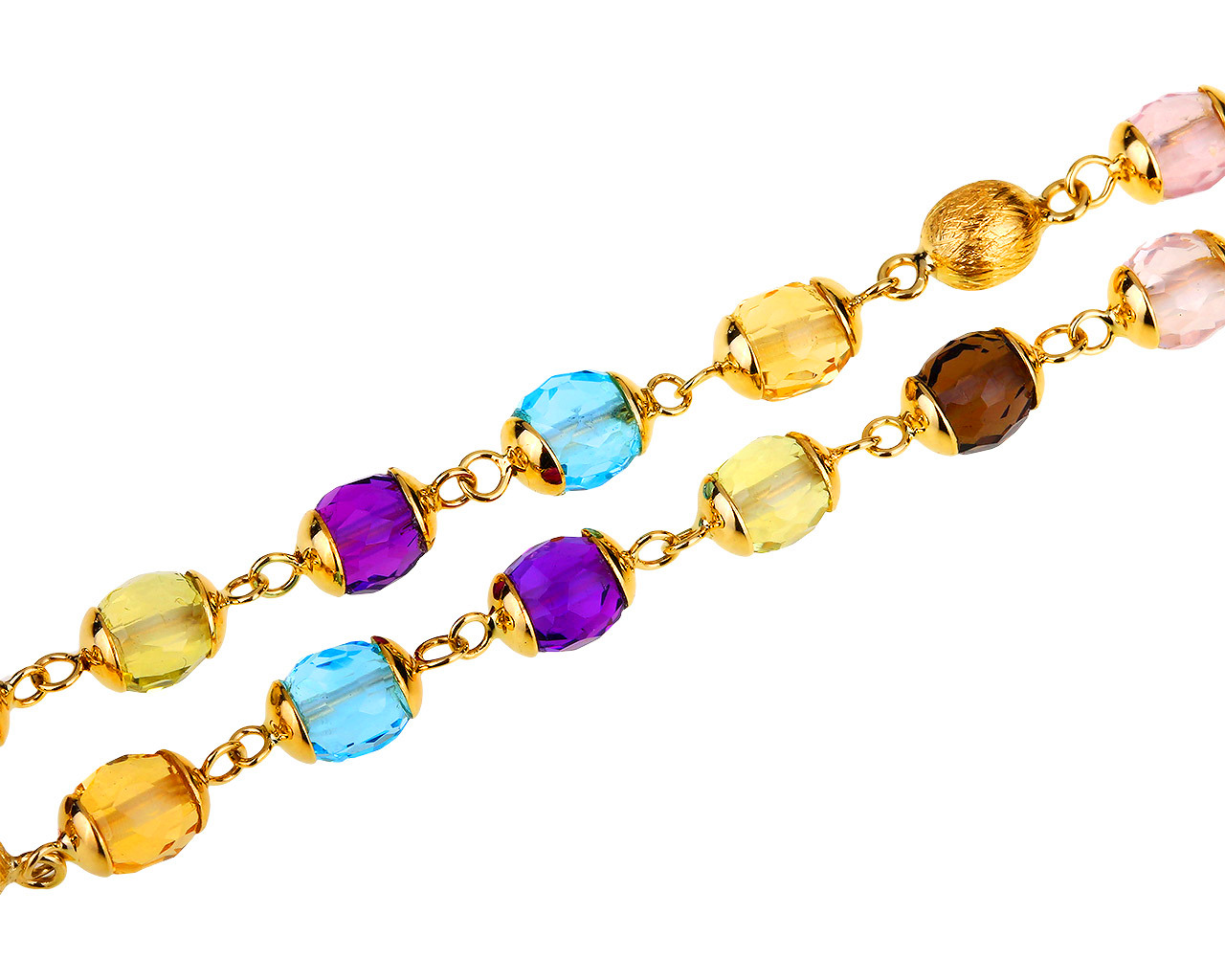 Итальянское золотое колье с цветными кварцами и топазами 271118/5
