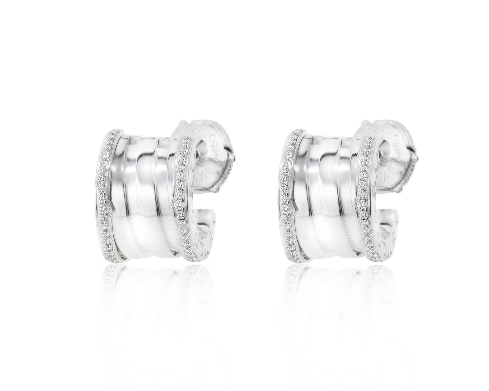 Оригинальные золотые серьги с бриллиантами 0.21ct Bvlgari B.Zero1
