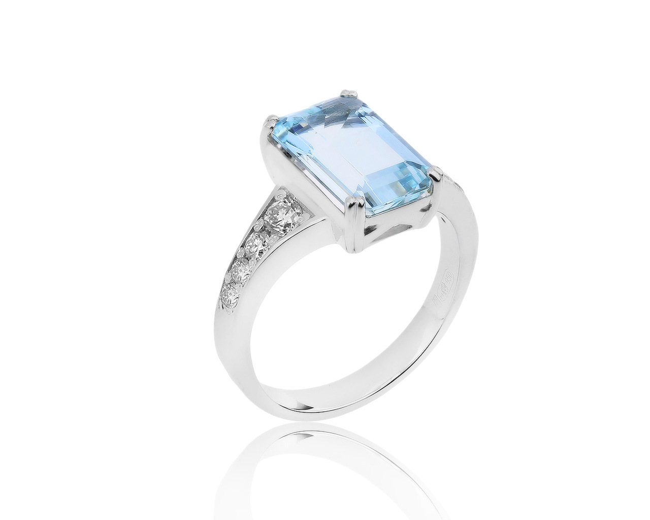 Прекрасное платиновое кольцо с аквамарином 2.64ct 310120/5