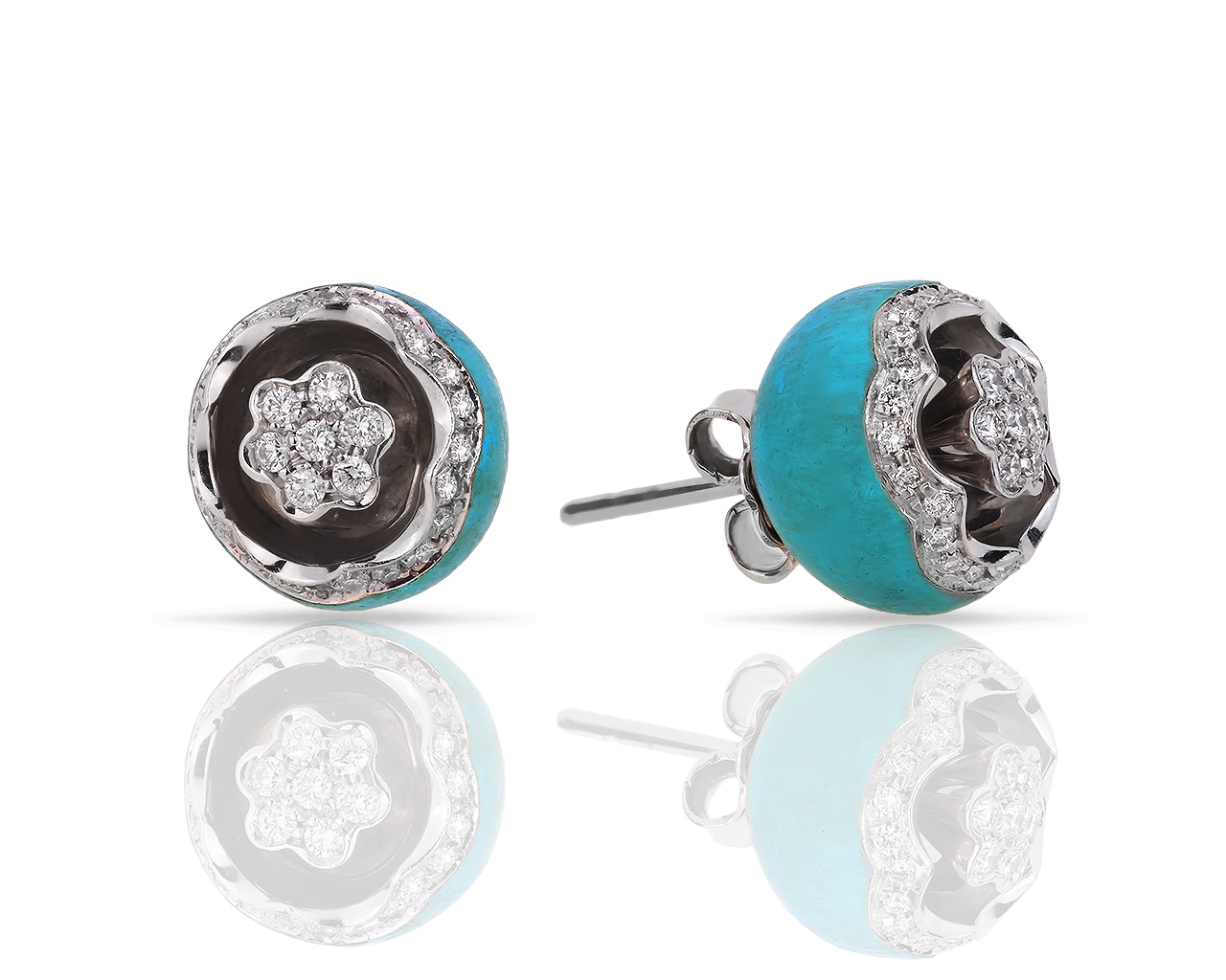 Золотые серьги с бриллиантами 0.36ct Stefan Hafner Flower 150618/2