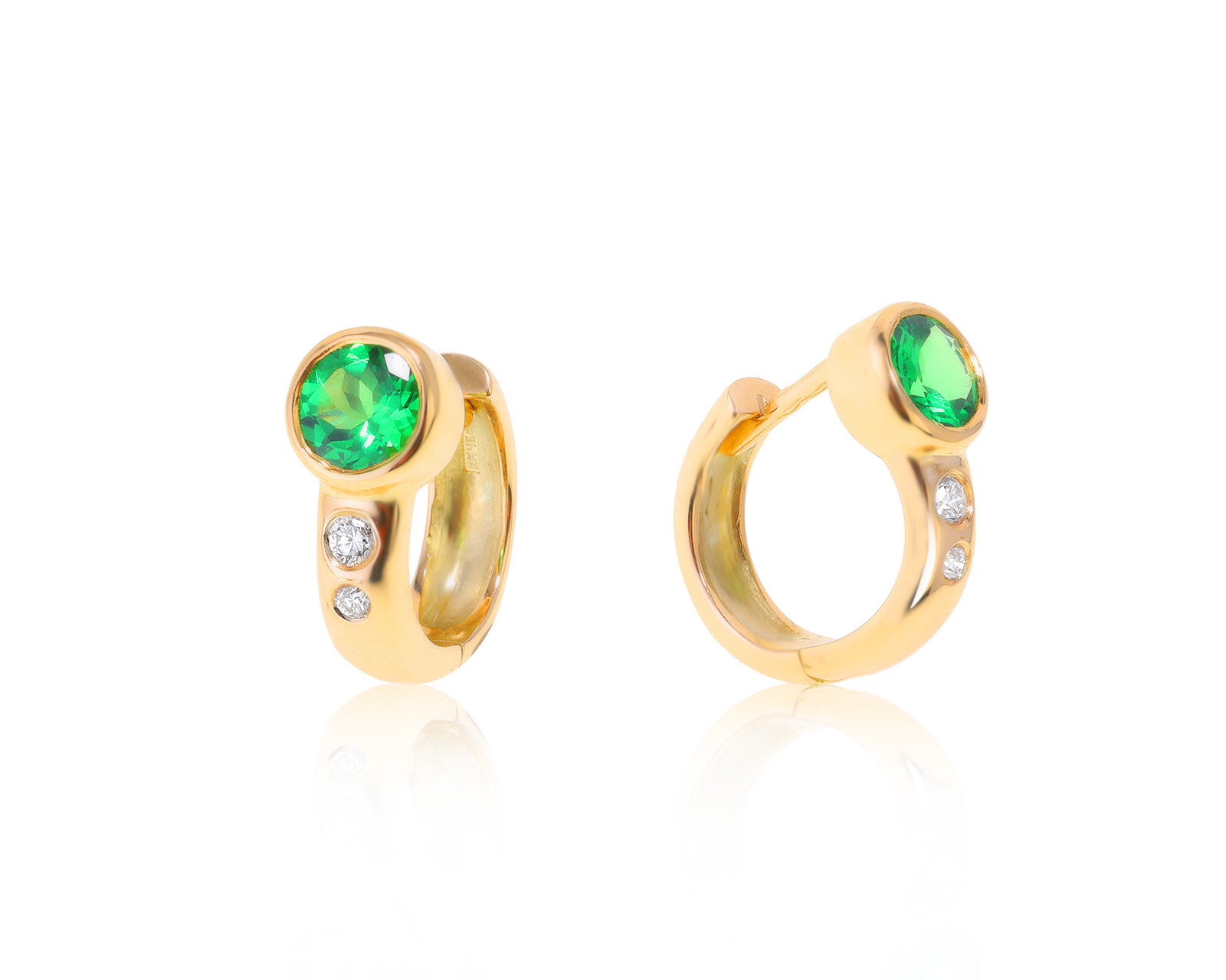 Изящные золотые серьги с тсаворитами 1.08ct 201022/8