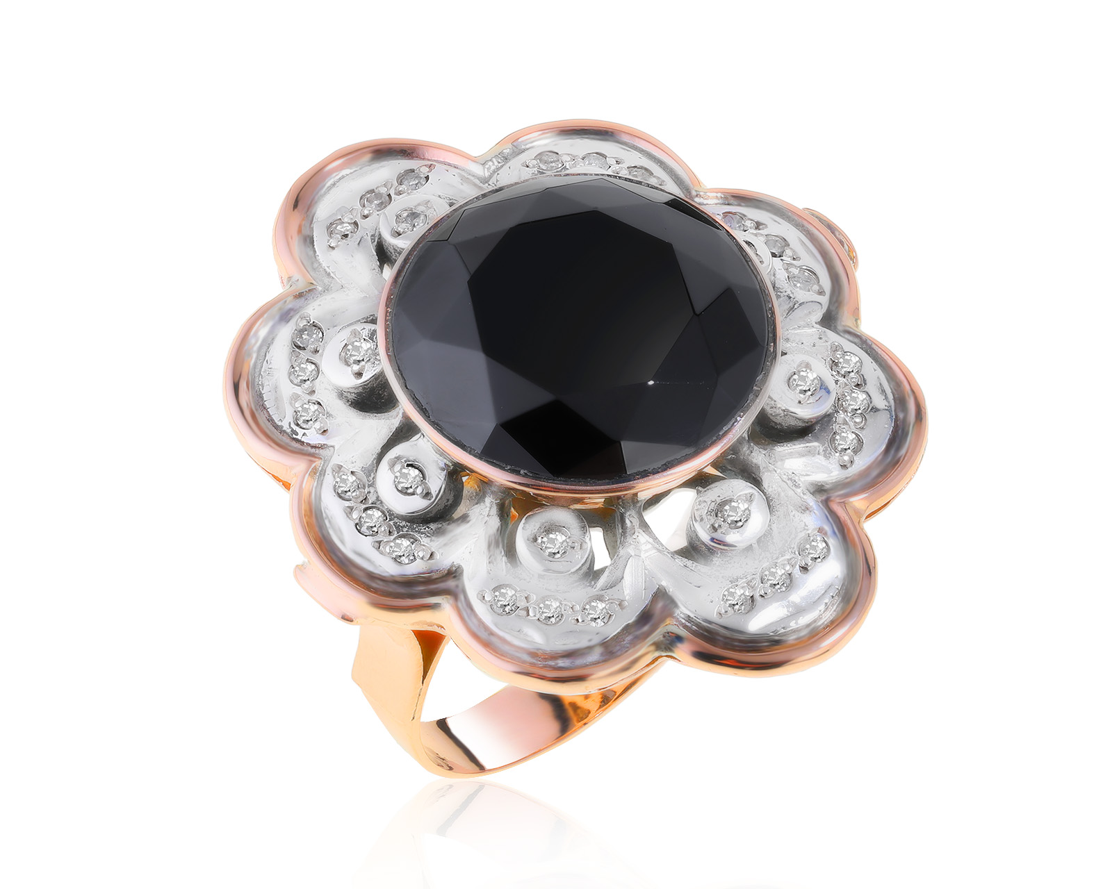 Завораживающее золотое кольцо с ониксом 9.33ct 081221/КМ10-1 Завораживающее золотое кольцо с ониксом 9.33ct 081221/КМ10-1