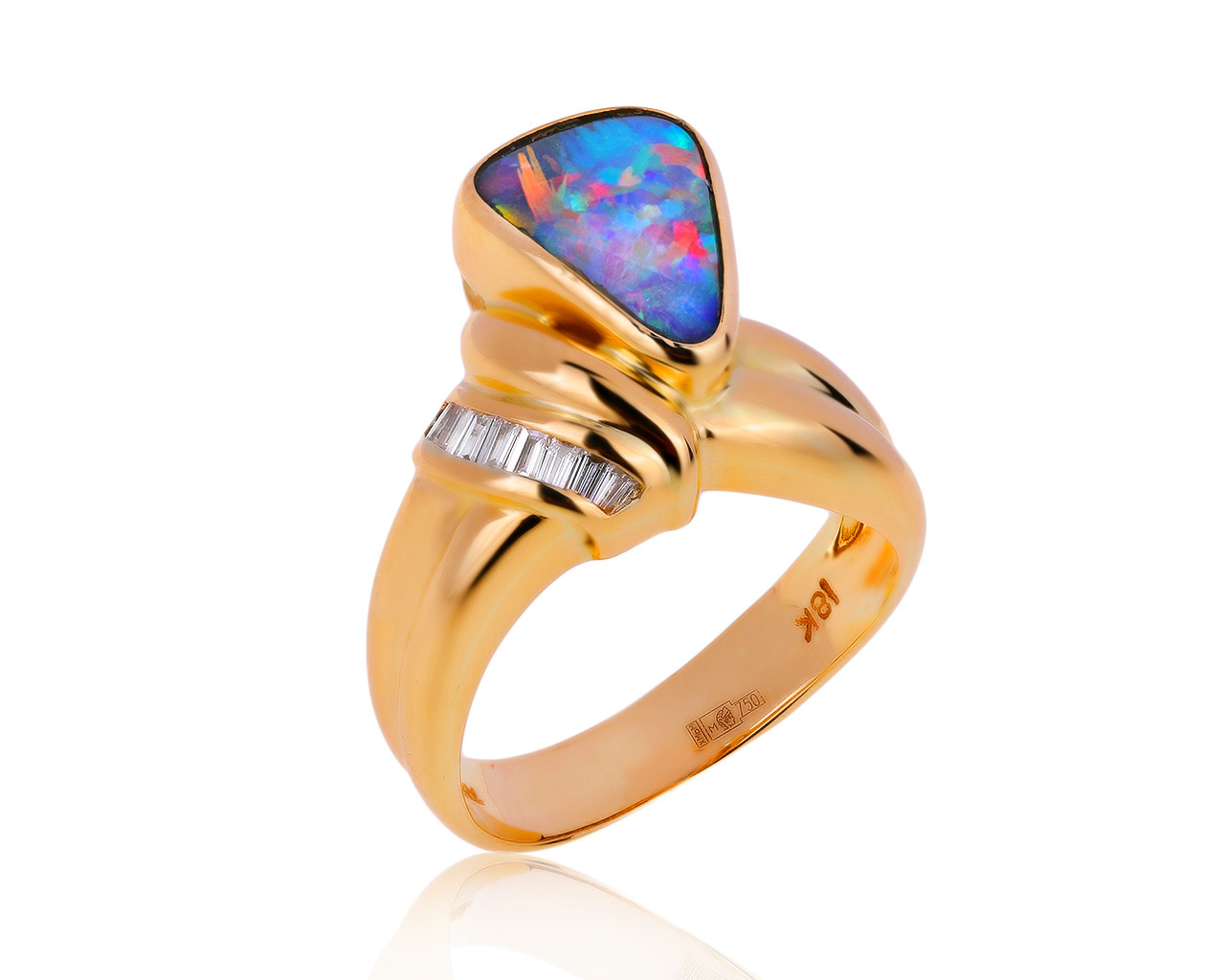 Завораживающее золотое кольцо с опалом 1.85ct 220420/3