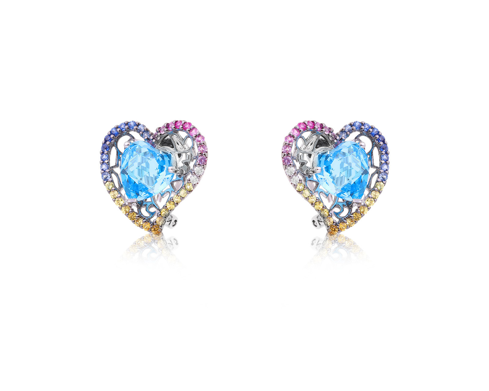 Золотые серьги с голубыми топазами 7.20ct