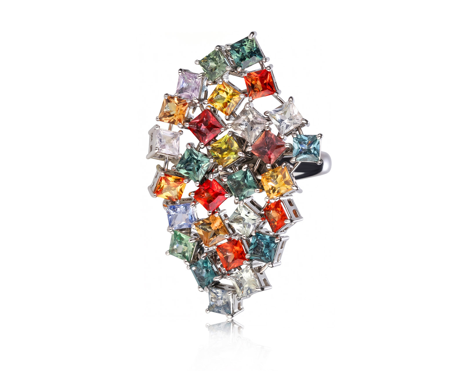 Оригинальное золотое кольцо с цветными сапфирами 10.45ct Paolo Piovаn