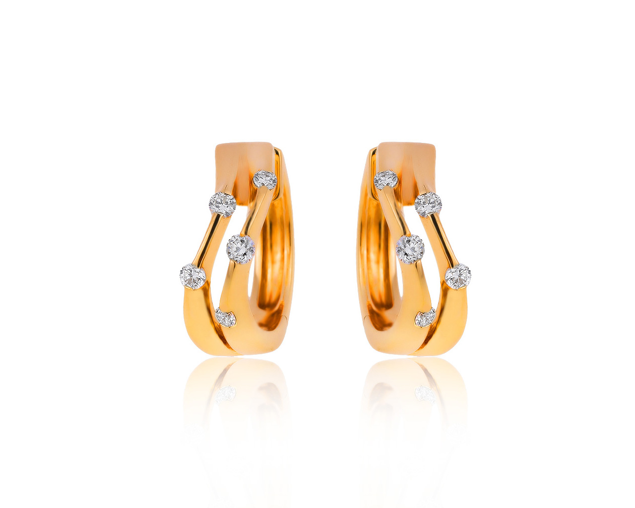 Оригинальные золотые серьги с бриллиантами 0.34ct Mamiko 150320/4