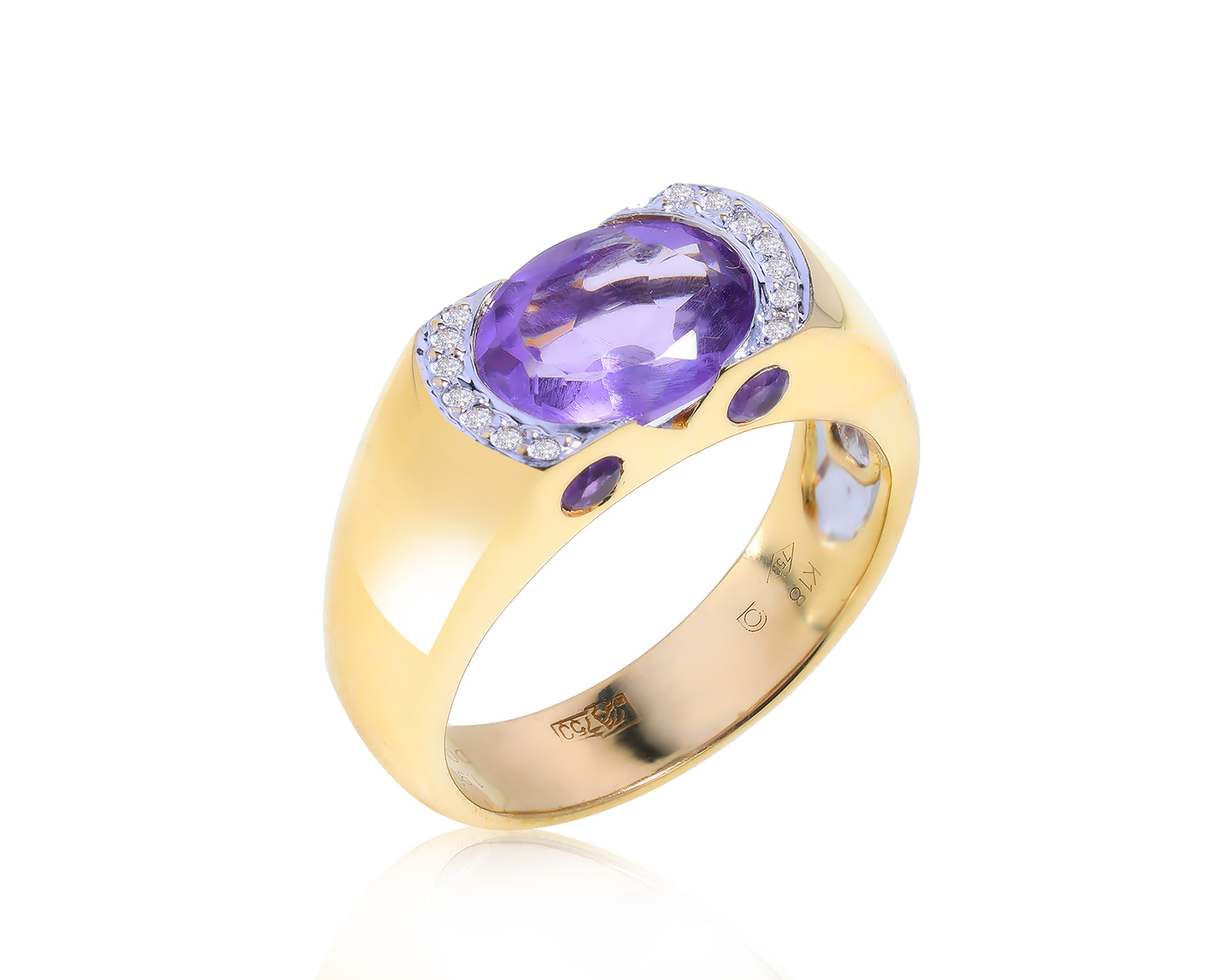 Красивое золотое кольцо с аметистами 2.18ct 040523/7