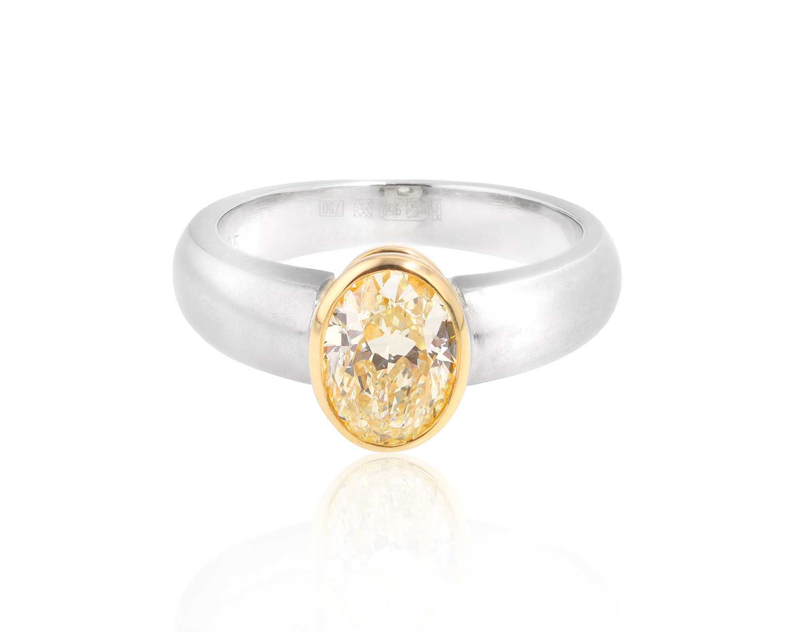 Платиновое кольцо с желтым бриллиантом 1.05ct 260624/3