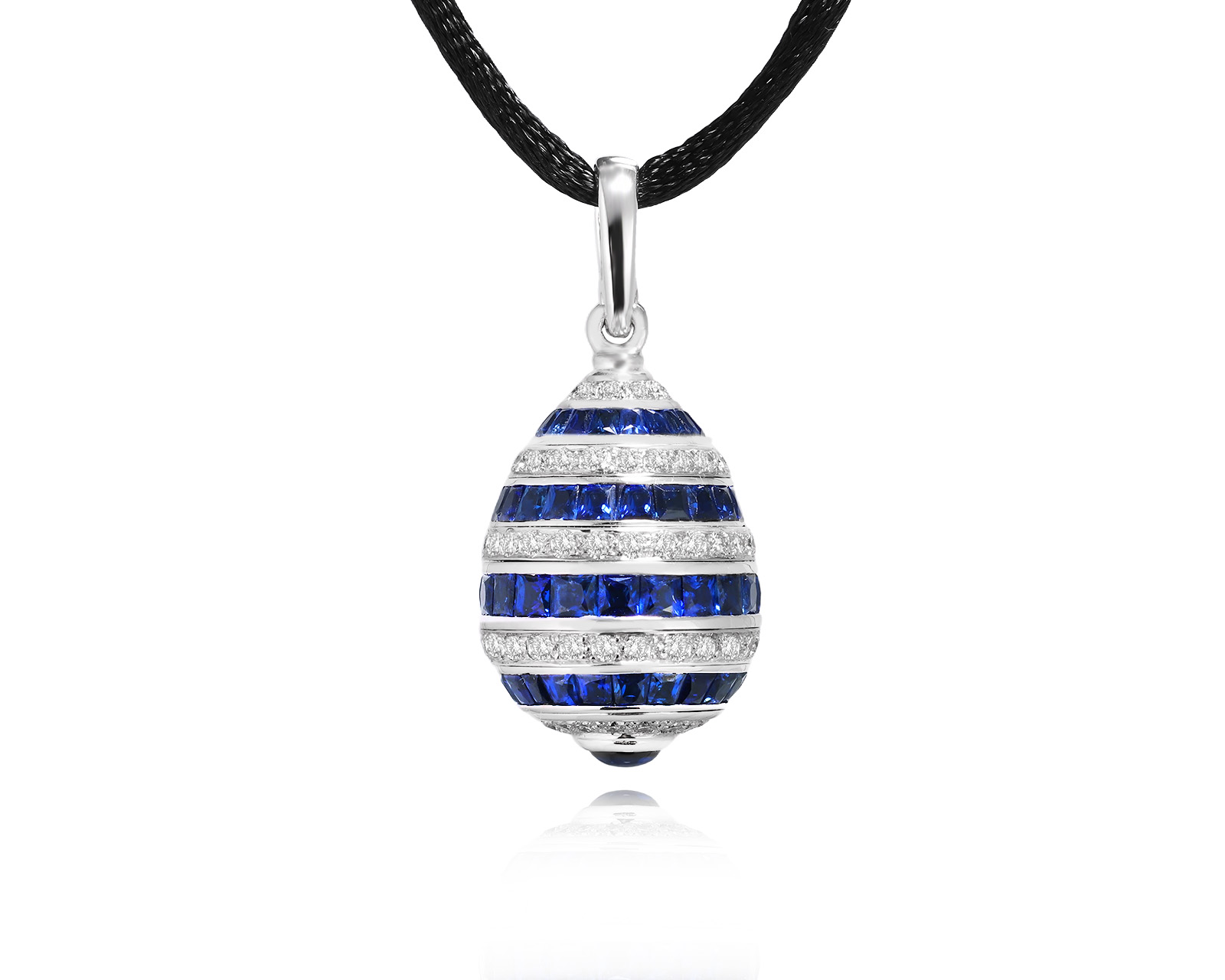 Оригинальный золотой кулон с сапфирами 4.48ct Faberge Egg 050126/2
