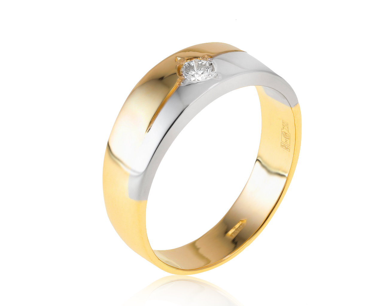 Стильное золотое кольцо с бриллиантом 0.10ct 060521/8