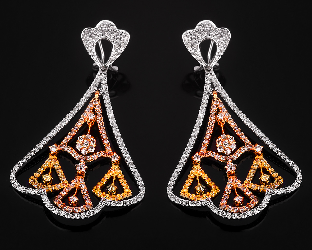 Фееричные золотые серьги с бриллиантами 4.58ct 160118/1