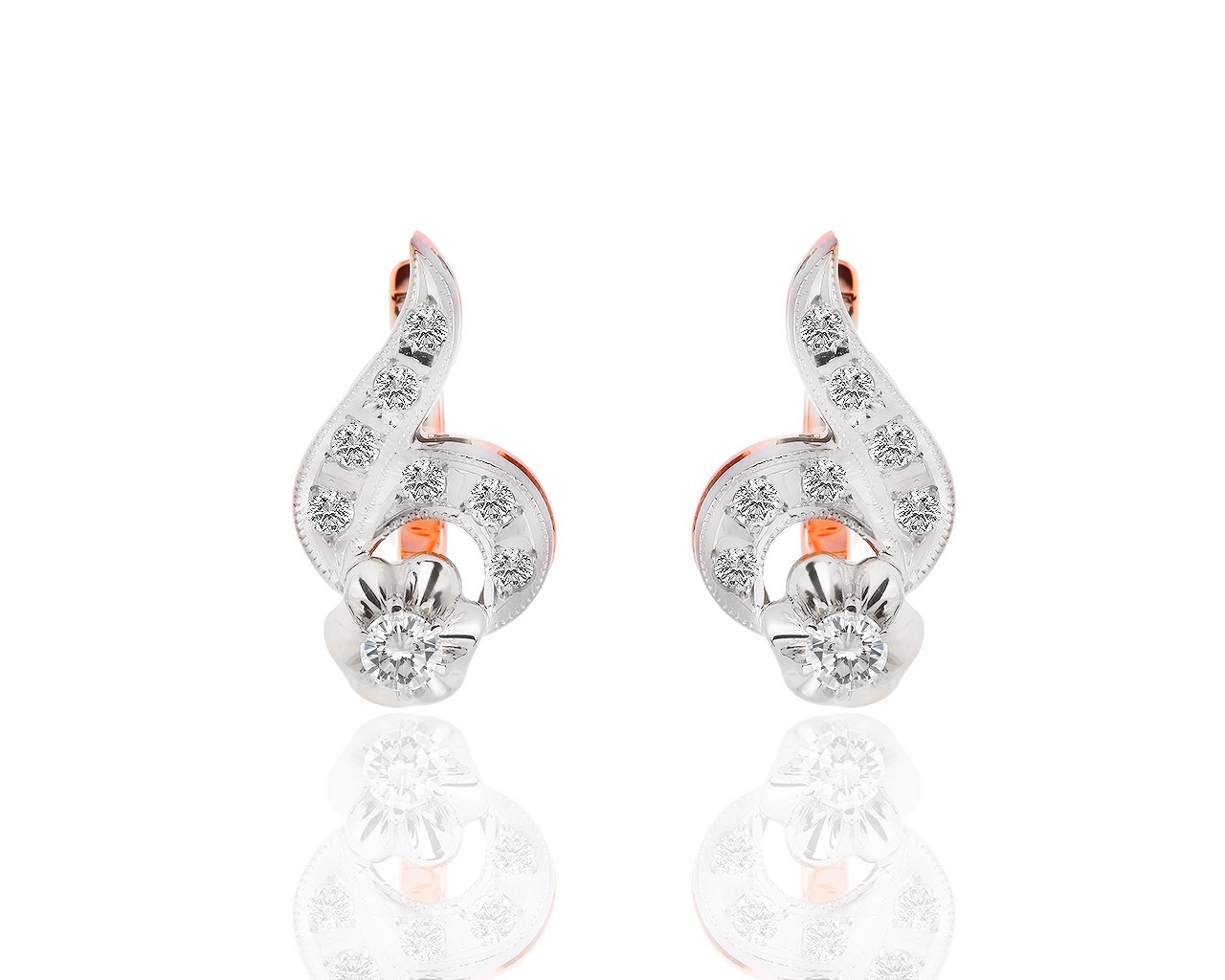 Классические золотые серьги с бриллиантами 0.71ct 061018/2