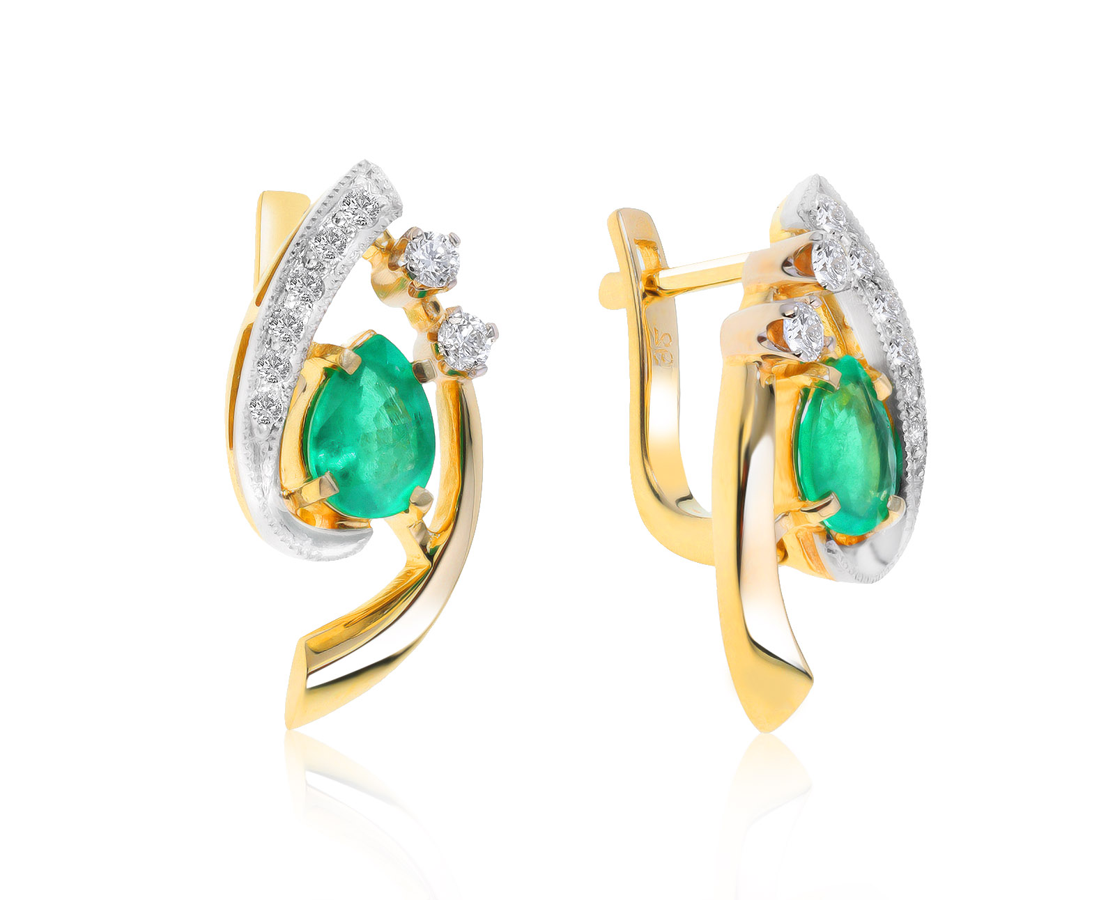 Женственные золотые серьги с изумрудами 1.05ct 130921/2