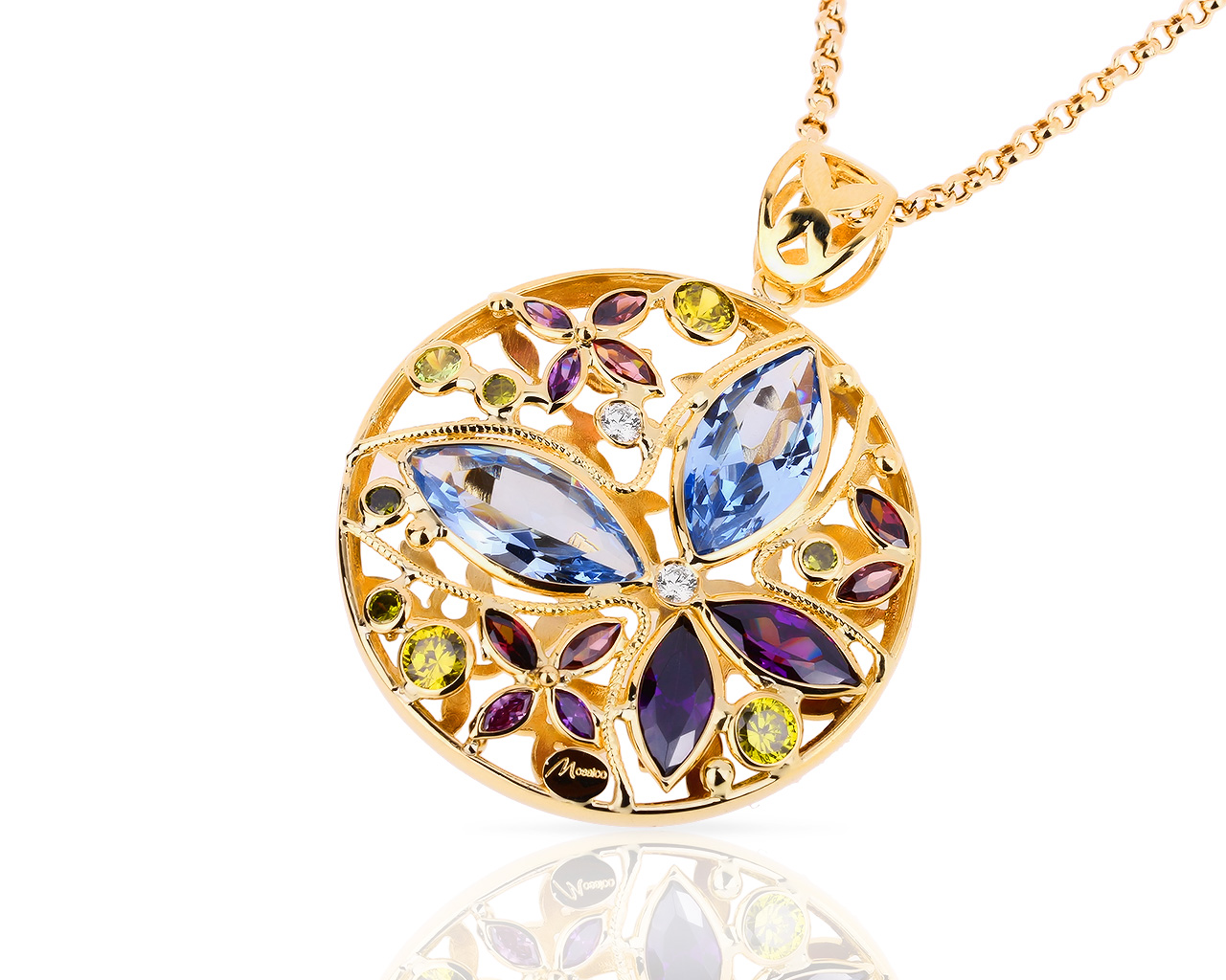 Оригинальная золотая подвеска с бриллиантами Mosaico 200318/11