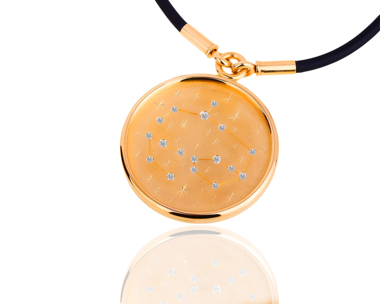 Золотая подвеска на гайтане с бриллиантами 0.23ct 280918/6