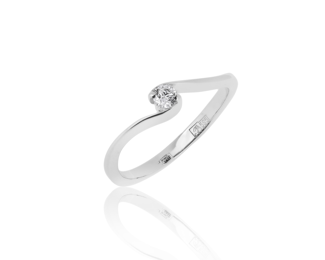 Эстетичное золотое кольцо с бриллиантом 0.09ct 110320/7 Эстетичное золотое кольцо с бриллиантом 0.09ct 110320/7