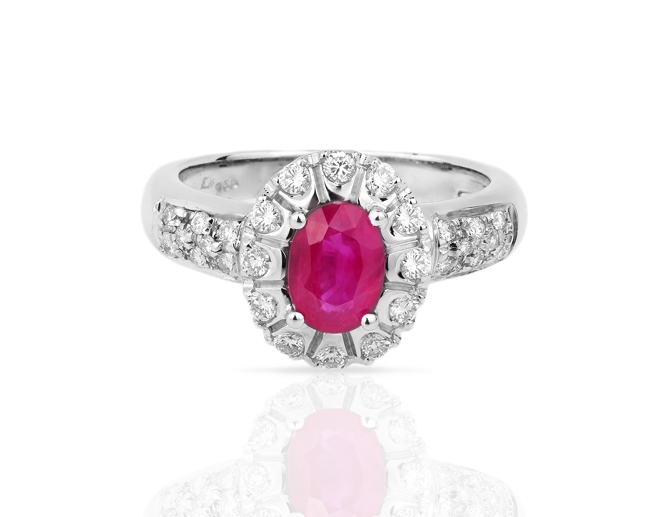 Золотое кольцо с бриллиантами 0.35ct и рубином 0.69ct 140518/4