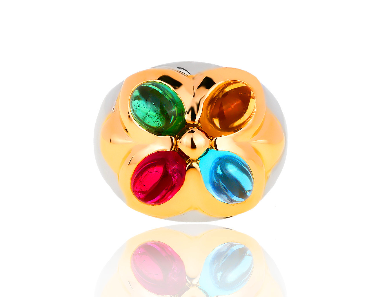 Золотое кольцо с цветными камнями Bvlgari Allegra Vintage