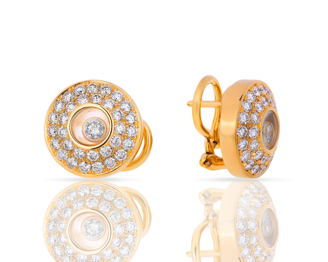 Золотые серьги с бриллиантами 1.30ct Chopard Happy Diamond