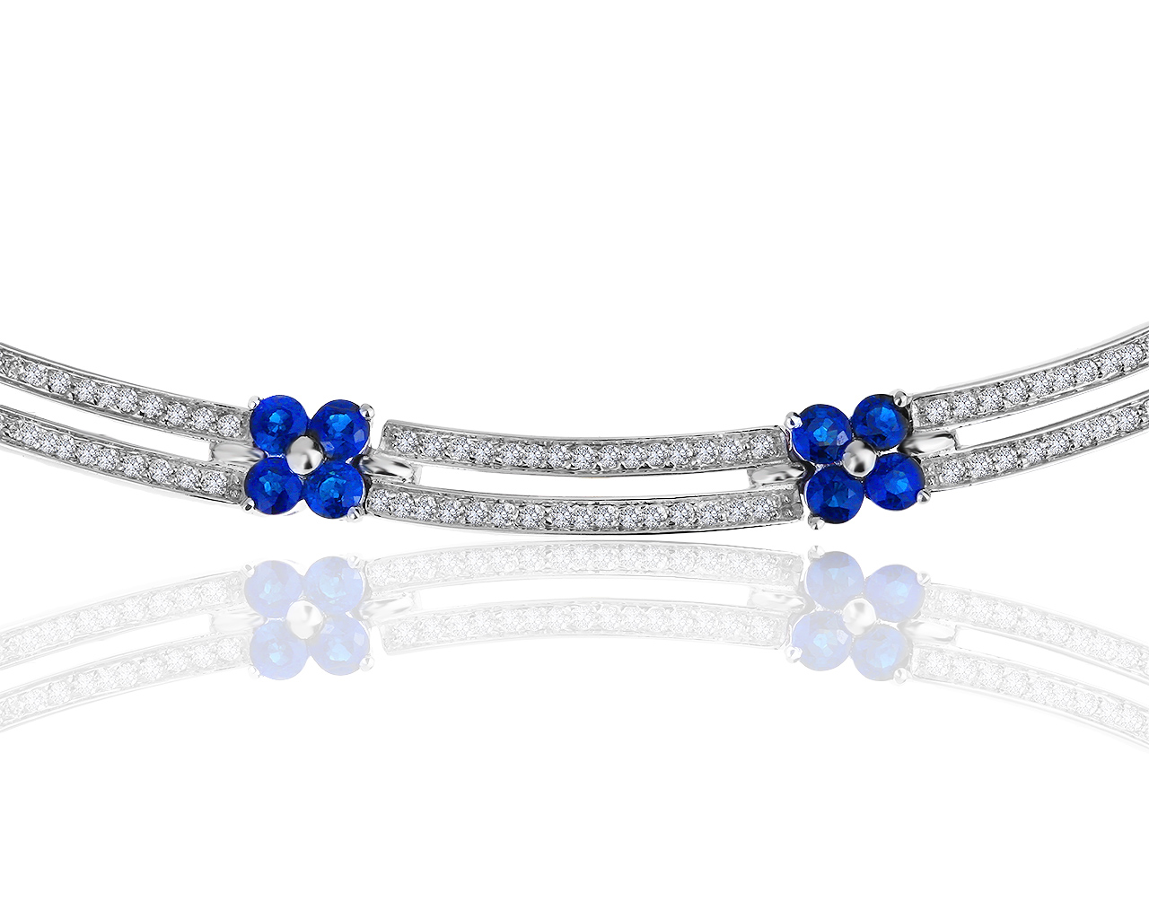 Оригинальное золотое колье с бриллиантами 1.05ct и сапфирами 3.10ct Mauro Conti 040819/22