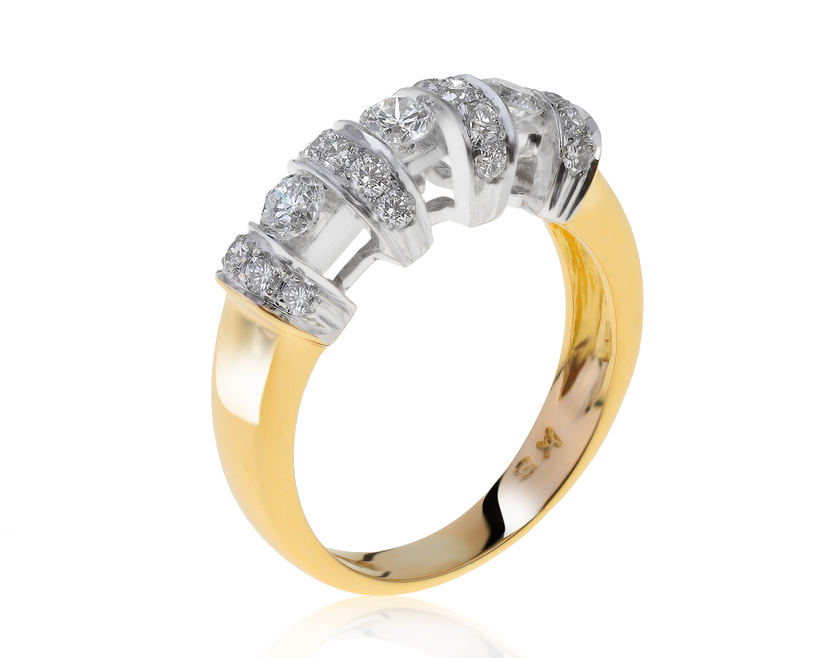 Прекрасное золотое кольцо с бриллиантами 0.90ct