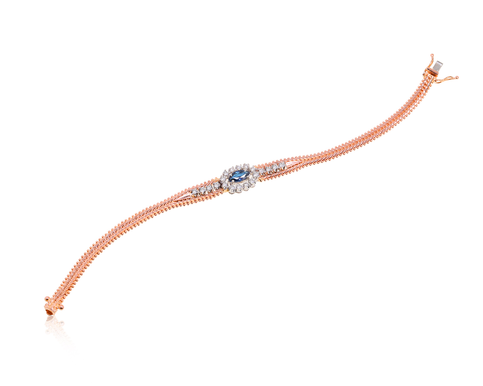 Золотой браслет с сапфиром 0.58ct и бриллиантами 0.68ct