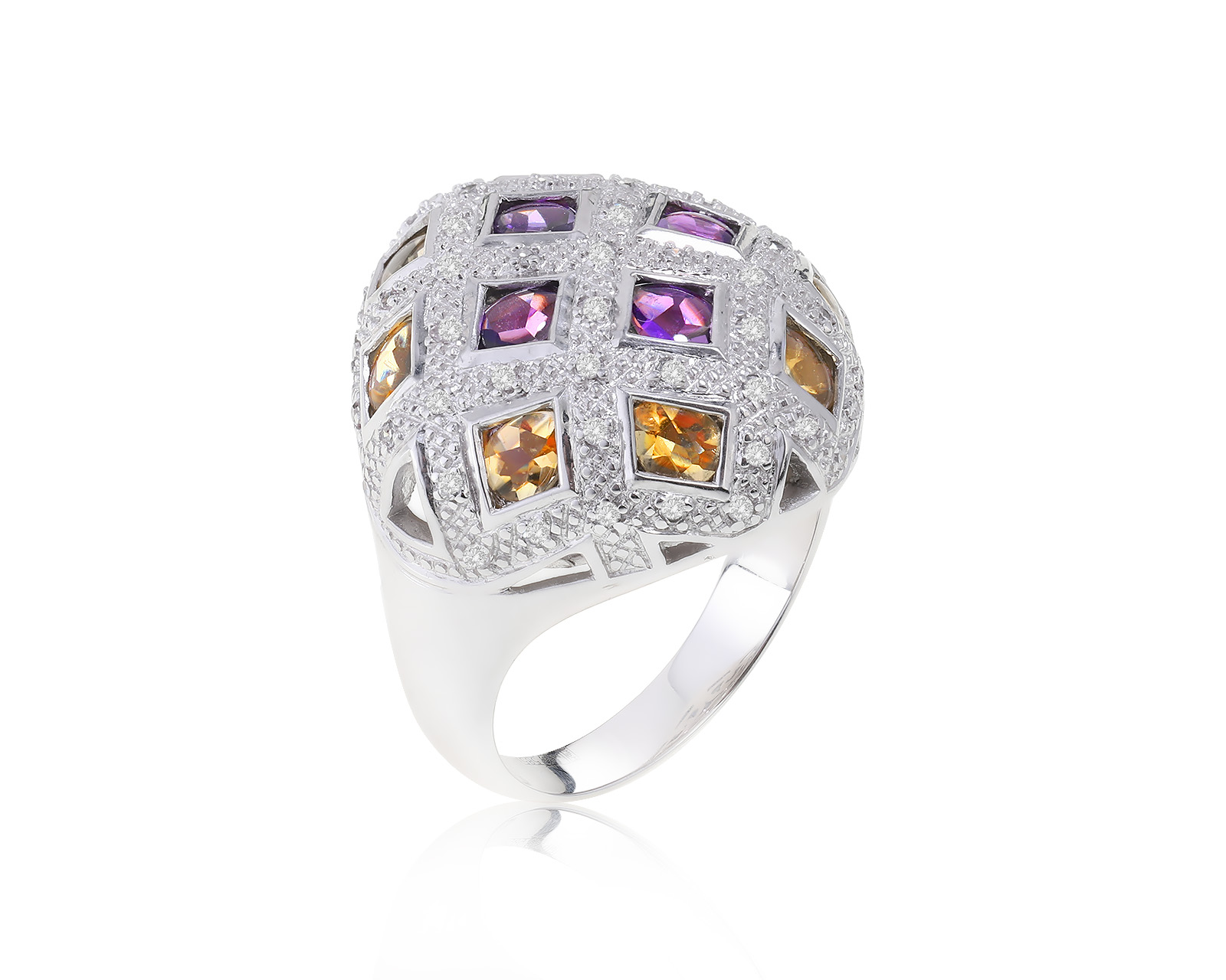 Прелестное золотое кольцо с цветными камнями 1.80ct