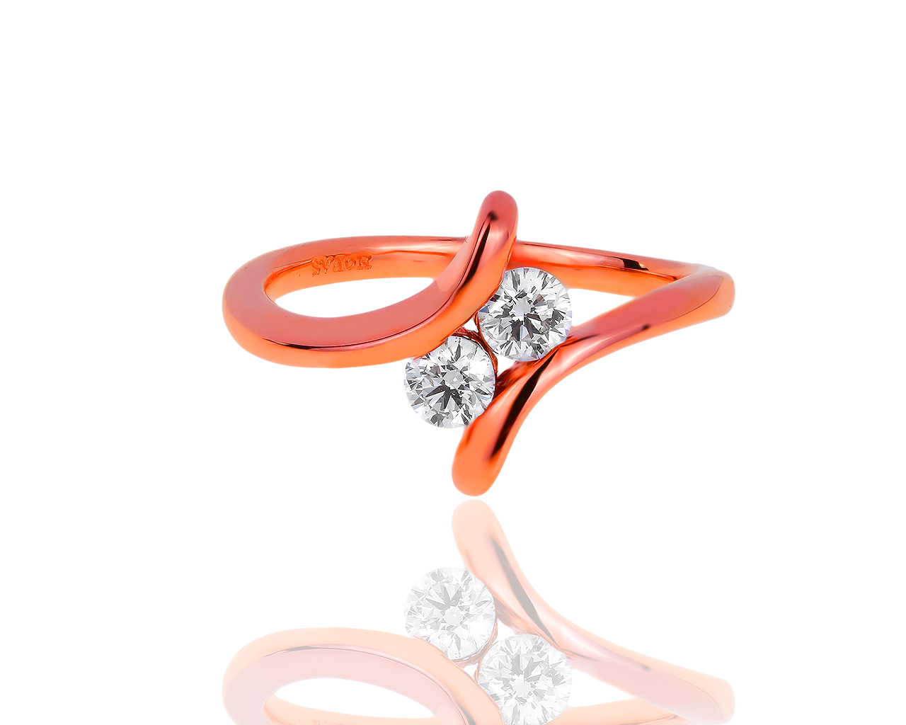 Классическое золотое кольцо с бриллиантами 0.35ct 300117/6