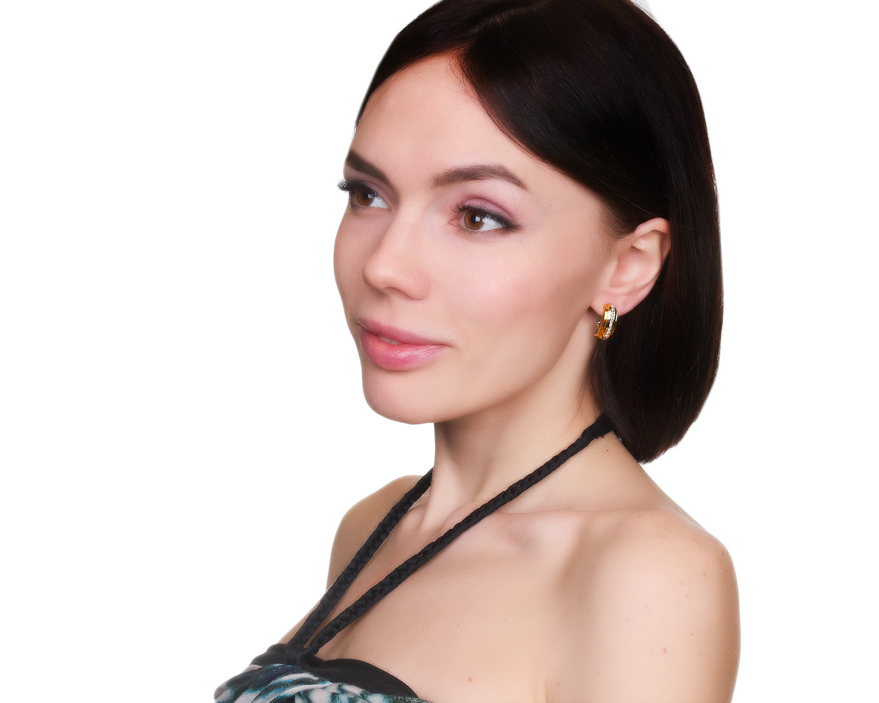 Прелестные золотые серьги с бриллиантами 0.57ct