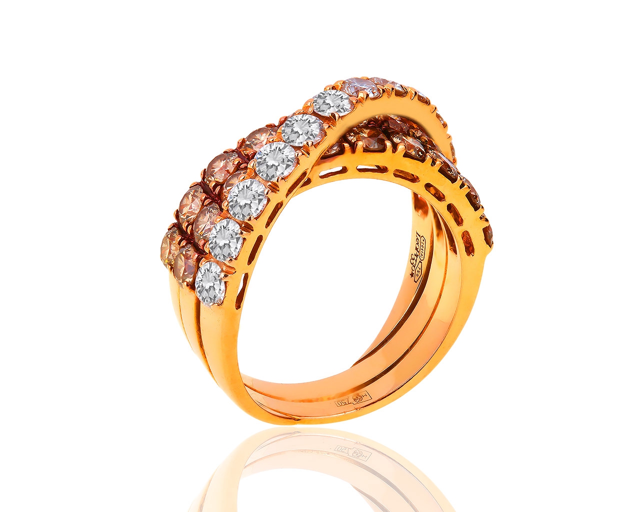 Оригинальное золотое кольцо с бриллиантами 2.65ct Leo Pizzo 010319/1
