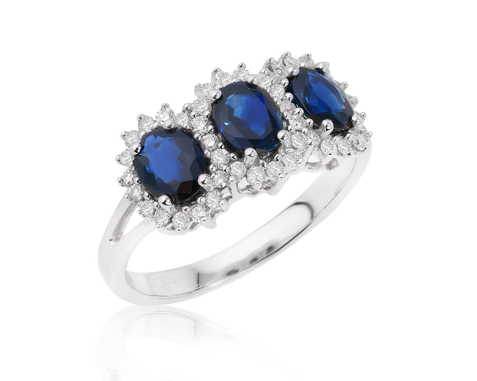 Золотое кольцо с сапфирами 1.03ct и бриллиантами 0.21ct 131124/4