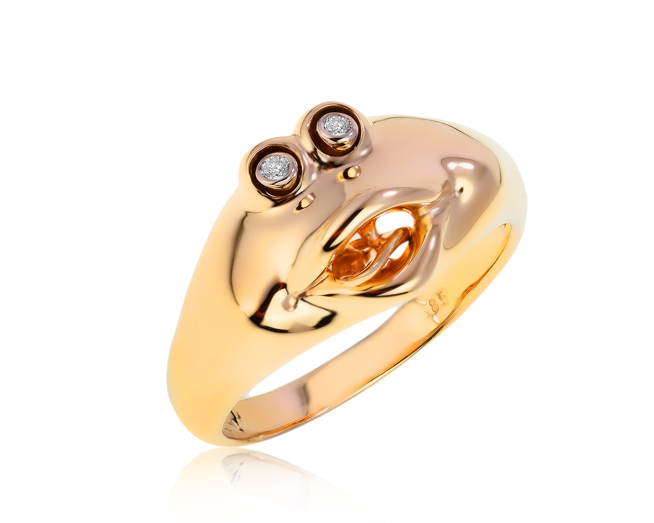 Праздничное золотое кольцо с бриллиантами 0.05ct