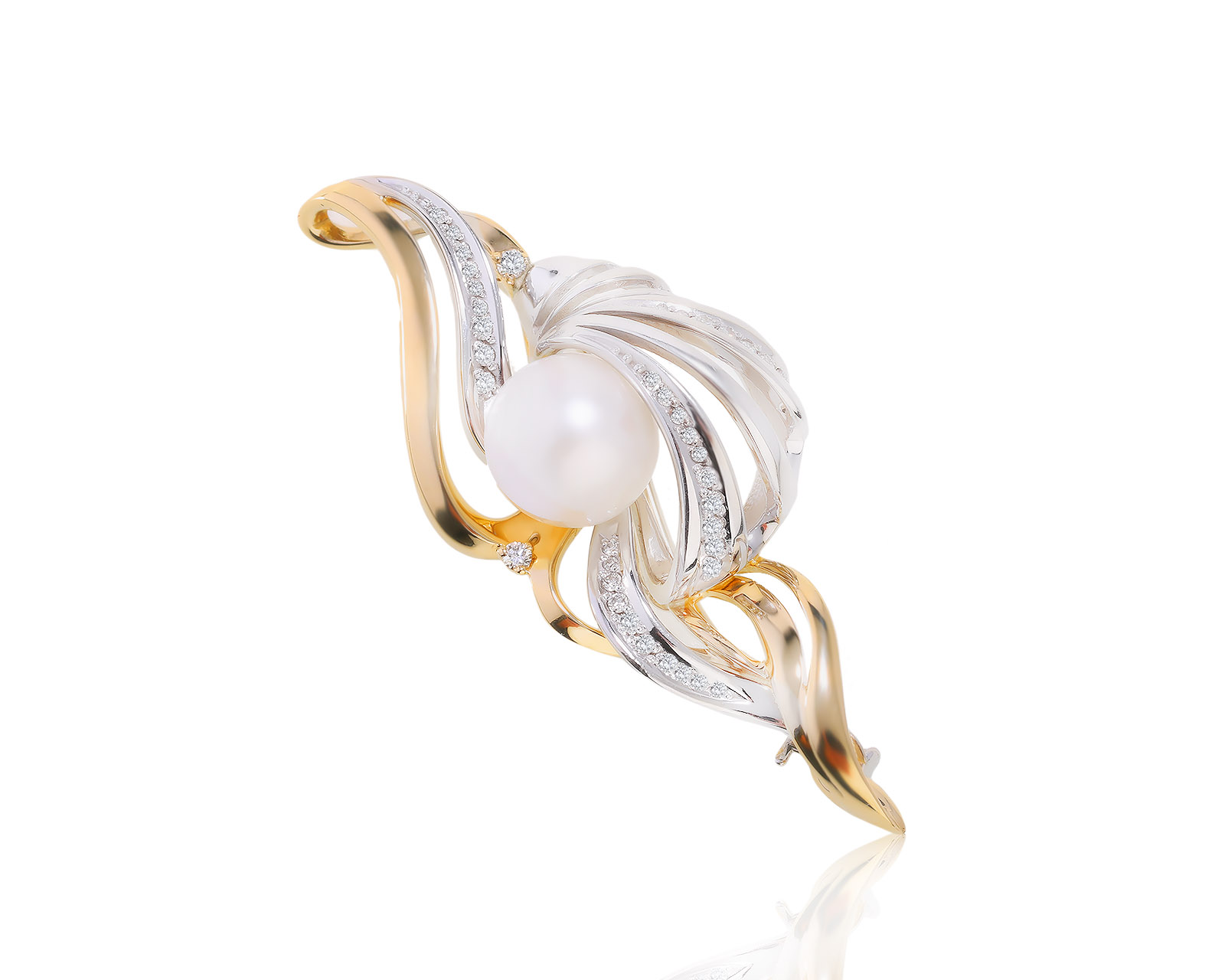 Волшебная золотая брошь с жемчугом 10.20 мм 030722/4