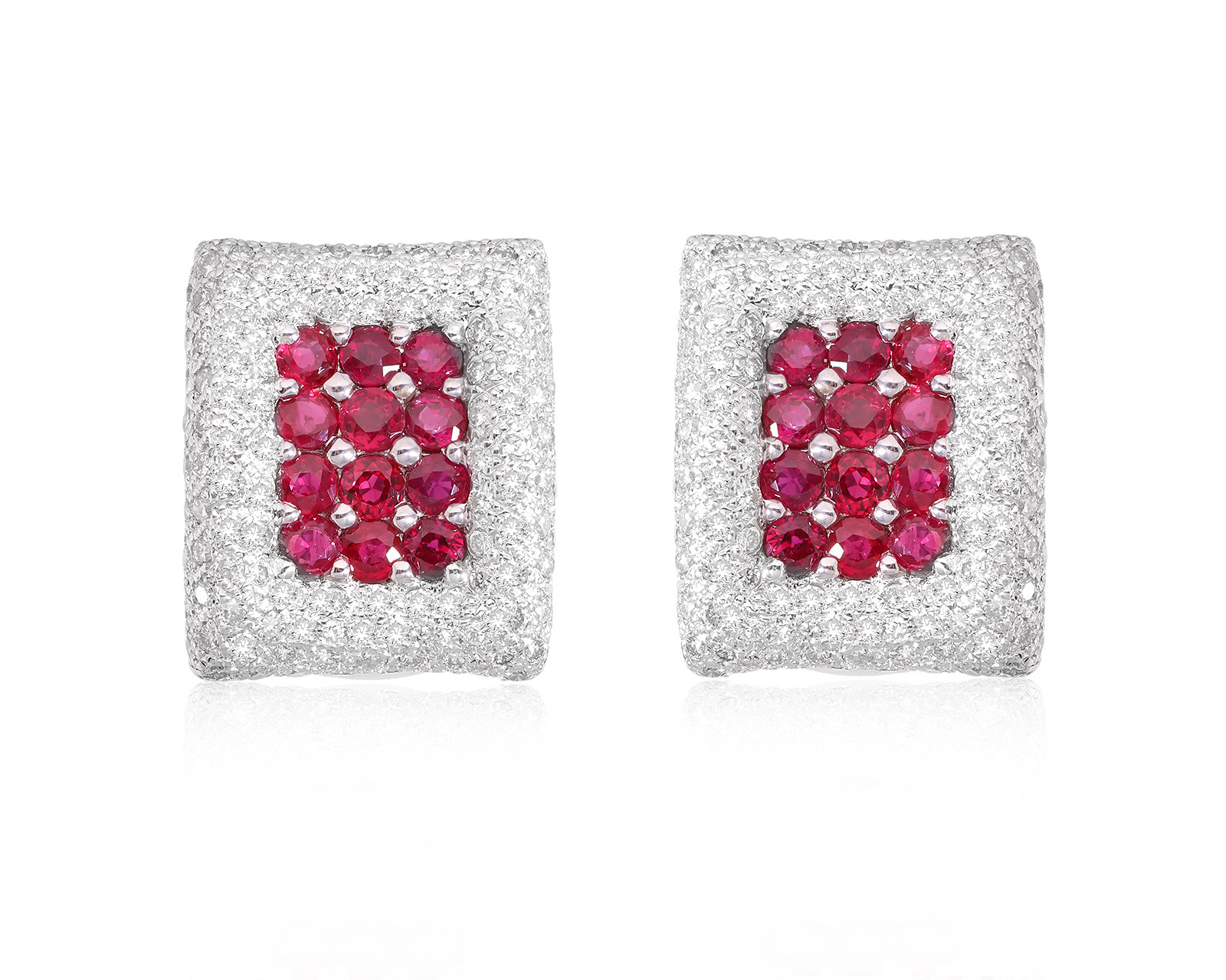 Золотые серьги с рубинами 1.90ct и бриллиантами 2.23ct 201224/4