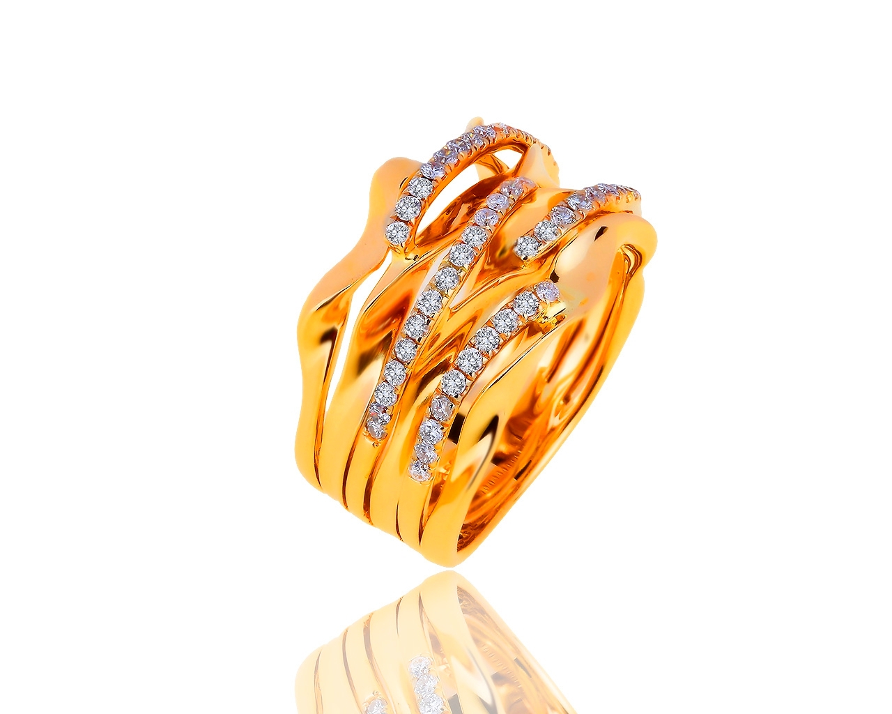 Модное золотое кольцо с бриллиантами 0.37ct