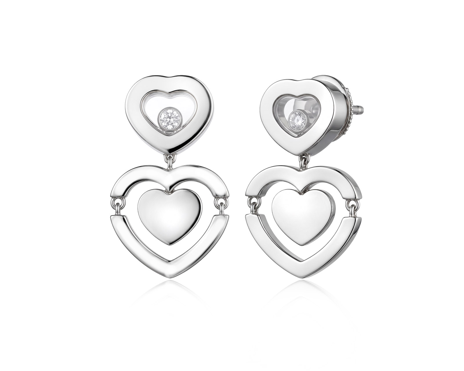 Оригинальные золотые серьги с бриллиантами 0.11ct Chopard Happy Diamonds