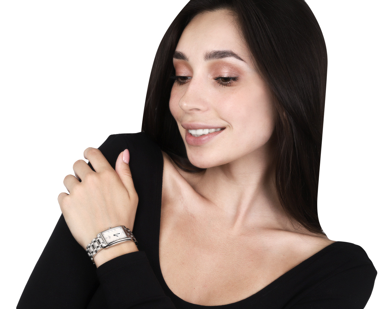 Оригинальные стальные часы с бриллиантами 0.09ct Longines DolceVita