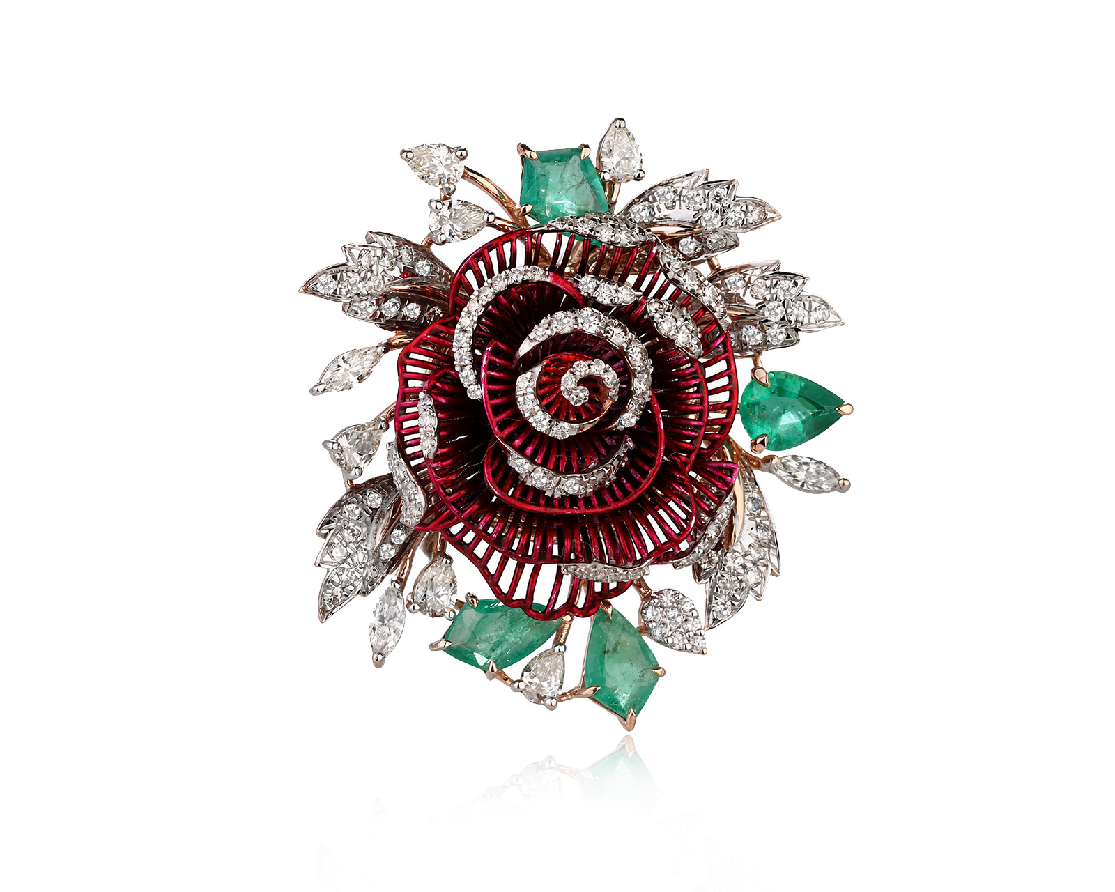 Золотая брошь с изумрудами 1.83ct и бриллиантами 2.18ct 240926/4
