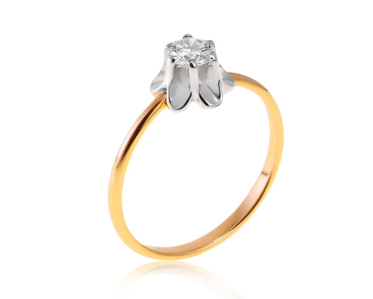 Изящное золотое кольцо с бриллиантом 0.30ct