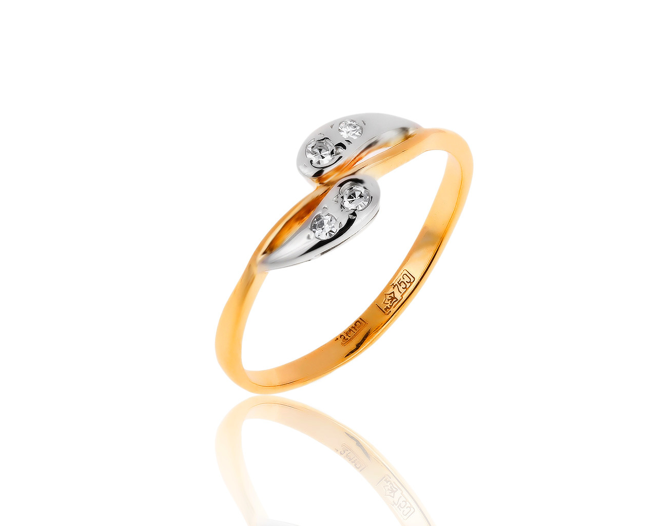 Винтажное золотое кольцо с бриллиантами 0.07ct 251019/2